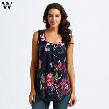 Women Printed Floral Crop Top Short Sleeveless Tank Top