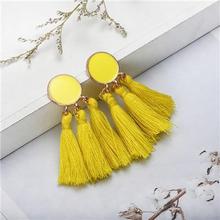 SALE-  Bohemia Statement Tassel Earrings Gold Color Round