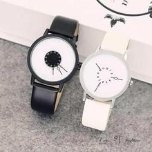 Best Couple Watch Style Feathers Analogue Multi-Color Dial Black And White