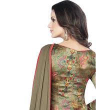 Stylee Lifestyle Olive Green Satin Printed Dress Material (1365)