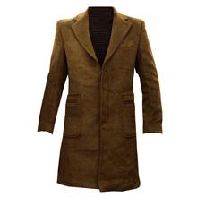 Woolen Long Coat For Men Brown Color Slim Fit