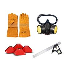 Combination of Welding Magnet, Ruler, Welding Gloves and Dust Mask
