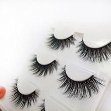 3D Fake Eyelashes Makeup Hand-made Dramatic Thick Crisscross Deluxe False Lashes Black Nature Fluffy Long Soft Reusable 3 Pair Pack