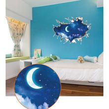 3D Removable Moon Living Room Home Decor Waterproof Wall Stickers