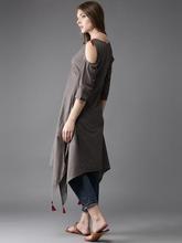 Women Grey Cold-Shoulder A-Line Kurta