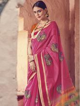 Stylee Lifestyle Women's Kalamkari Pink Silk Saree with Blouse Piece-1956