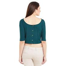 Miss Chase Womens Green Solid Crop Top