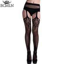 Women Sexy Lingerie Stripe Elastic Stockings Transparent Black Fishnet Stocking Thigh Sheer Tights Embroidery Pantyhose dropship