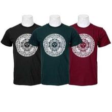 Pack Of 3 Half Sleeve Mandala Printed 100% Cotton T-Shirt For Men- Black/Green/Maroon - 07