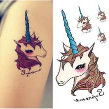 Lovely Cartoon Unicorn Design Flash Tattoo Sticker