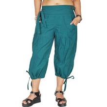 Petrol Blue Elastic Waist Quarter Pants For Women (WTR2018)