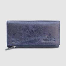 Navy Blue Textured Leather Purse For Women