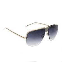 Over Sized Half Rim Square Design Golden Metal Black Gradient Sunglasses