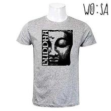 Gray 100% Cotton Buddha Printed T-Shirt For Men