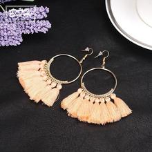 BFH Fashion Charm Large Circle Tassel Drop Earrings for Women Girl