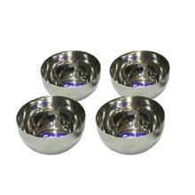 Everest Stainless Steel 4" x 2.4" Plain Apple Bowl - 4 Pcs. Set