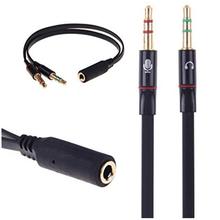 3.5mm Female To 2 Male Headphone Mic Audio Y Splitter Cable