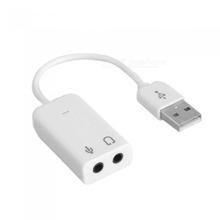 USB 2.0 Virtual 7.1 Channel Audio 3D Sound Card Adapter With Cable Line for Notebook - White