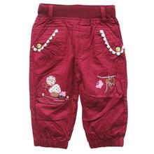 Black Cat Maroon Elastic Waist Fancy Quarter Pants For Girls - 17001190