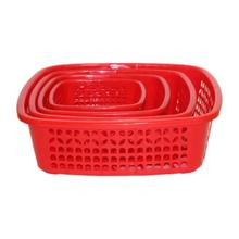 Set Of 4 Plastic Fruit & Vegetable Strainer Basket - Red