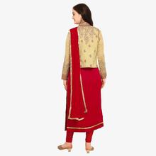 Stylee Lifestyle Red Satin Embroidered Dress Material (1747)