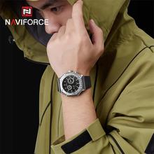 NaviForce NF9216T Men's Dynamic Dual Display Polygonal Bezel Luminous Silicone Strap Watch