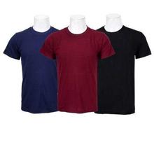 Pack Of 3 Plain 100% Cotton T-Shirt For Men- Blue/Maroon/Black