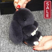 SALE - 14cm Cute Pluff Bunny Keychain Rex Genuine Rabbit Fur