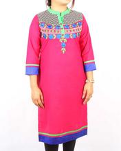 Saavya Design's Women Embroidered front Placket Pink Kurti