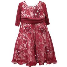 Maroon Floral Netted Frock For Girls