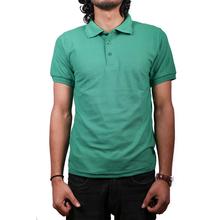 Green Solid Polo Neck 100% Cotton T-Shirt For Men