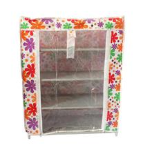 Pink Portable Folding And Covering Metal Stand 4 Layer Shoe Rack