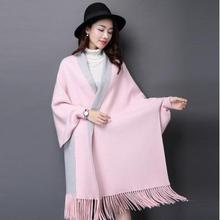 Mingjiebihuo new cashmere Poncho shawl with sleeves women in