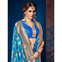 Stylee Lifestyle Blue Banarsi Silk Jacqaurd Saree (1385)