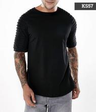 Men Fashion Pleated Shoulder Slim Fit T-shirt