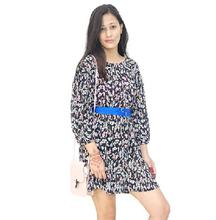 Short White Printed Tailored Dress for Women