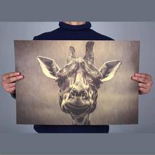 Black And White Giraffe Animal Design Old Style Poster Print Wall Stickers