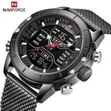 NaviForce NF9153 Multifunction Stainless Steel Digital/Analog Watch for Men- Black