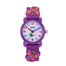 Mini Cartoon 3D Butterfly Design Rubber Band Watch Quartz Analog Little Girls Children Wrist Watches For Kids Waterproof