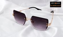 GREY JACK 400 Uv Dark Shaded Black Lens With Gold Metal Sq.Rimless Frame .Sunglasses For Women & Men