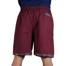 Plain Linen Maroon Half Pant for Men