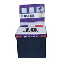 Blue/White Police Printed Foldable Ottoman Chair For Kids