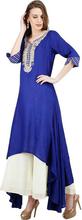 Paislei  party wear Kurti in high low style Blue Color