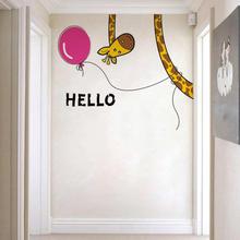 Creative Hello Funny Giraffe  Cute Balloon Door Decor Wall Sticker