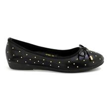 DMK Black Studded Pump Flat Shoes for Women - 97160