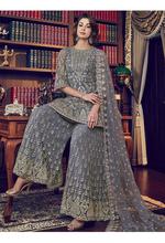 Stylee Lifestyle Grey Net Embroidered Dress Material -2065