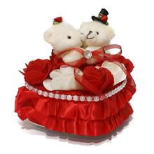 Red/White Couple Teddy Bear Showpiece