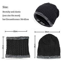 HIVER Handcuffs Winter Beanie Cap Scarf Set Warm Knit Cap