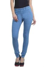Blue High Waist Elastic Slim Fit Jeans Pant For Women
