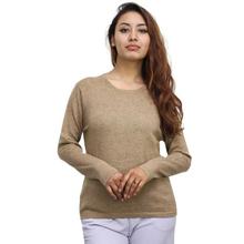 Brown Solid Cashmere Sweater For Women